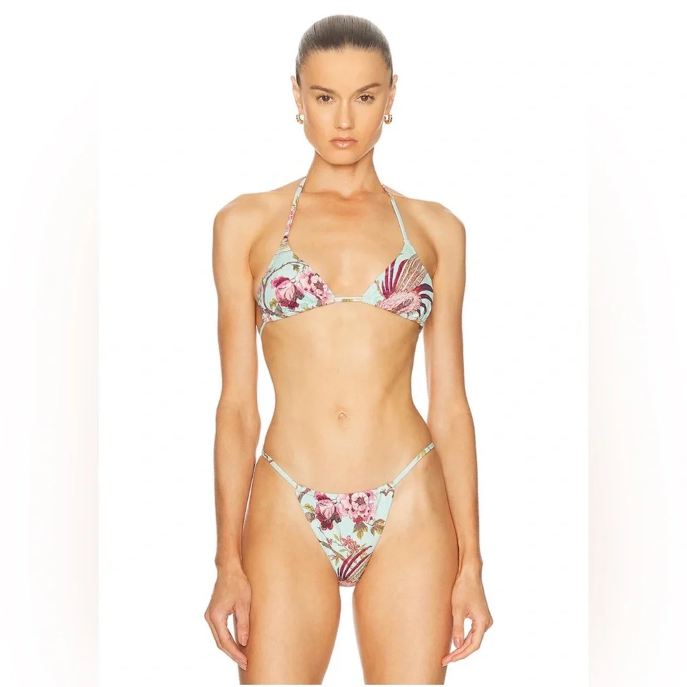 Skims X Roberto Cavalli Designer Perfect Triangle Tie Bikini Top Fagianella NWT